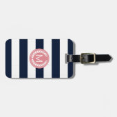 Marine-blauer Streifen mit rosa Gepäckanhänger (Vorderseite horizontal)