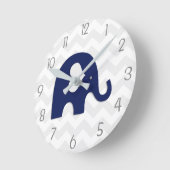 Marine-blaues Grau-Elefant-Kinderzimmer-Wand-Uhr Runde Wanduhr (Winkel)