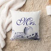 Marine-BlauSeashells Herr u. Frau Pillow Set von Kissen (Decke)