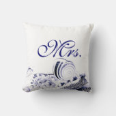 Marine-BlauSeashells Herr u. Frau Pillow Set von Kissen (Vorderseite)