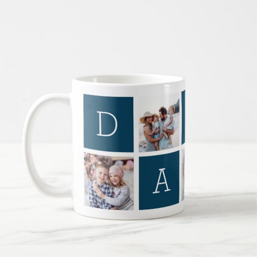 Marine Blue | Custom Daddy 5 Foto Collage Kaffeetasse (Links)
