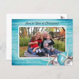 Marine Blue Custom Foto Weihnachts Postcard Feiertagspostkarte