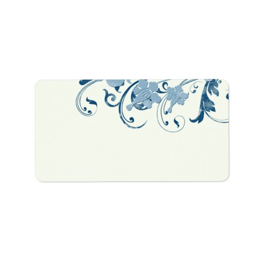 Marine Blue Floral Wedding Blank Address Labels Adressaufkleber (Vorne)