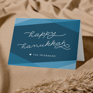 Marine Blue Geo Script Happy Hanukkah Feiertagskarte