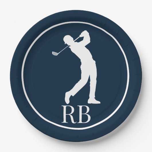 Marine Blue Golf Pappteller (Vorderseite)