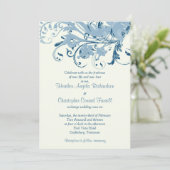 Marine Blue Ivory Floral Wedding Einladung (Stehend Vorderseite)