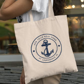 Marine Blue Nautical Anchor Bootsname Custom Tragetasche
