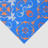 Marine Blue Orange Ethnic Boho Damask Muster Seidenpapier (Detail)