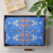 Marine Blue Orange Ethnic Boho Damask Muster Seidenpapier (Geschenk)
