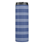 Marine Blue Stripes benutzerdefinierter Monogramm- Thermosbecher (Rückseite)