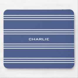 Marine Blue Stripes benutzerdefiniertes Monogramm- Mousepad