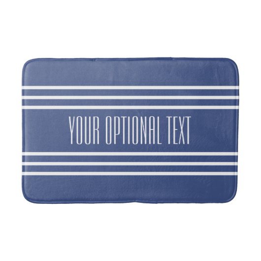 Marine Blue Stripes Custom Text Bad Matten (Vorderseite)