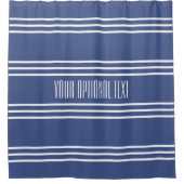 Marine Blue Stripes Custom Text Duschvorhang (Vorderseite)