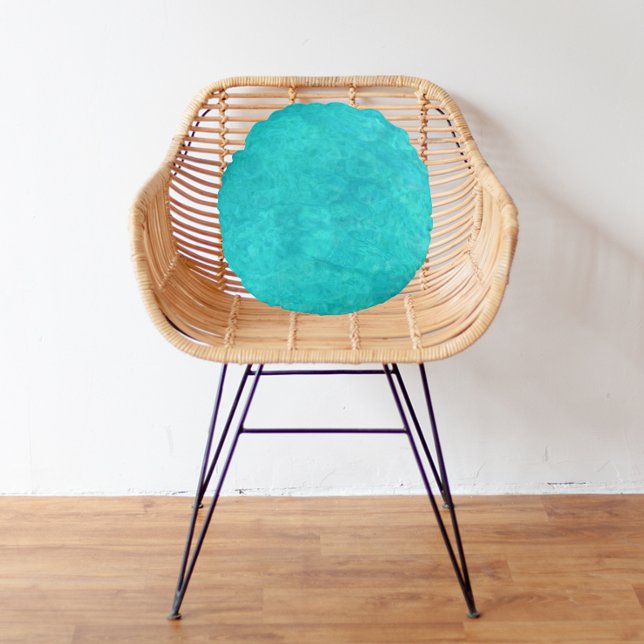 Marine Blue Water Color Rundes Kissen (In Situ)