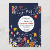 Marine-Blumen-Einladung mit leuchtenden Augen Einladung (Vorne/Hinten)