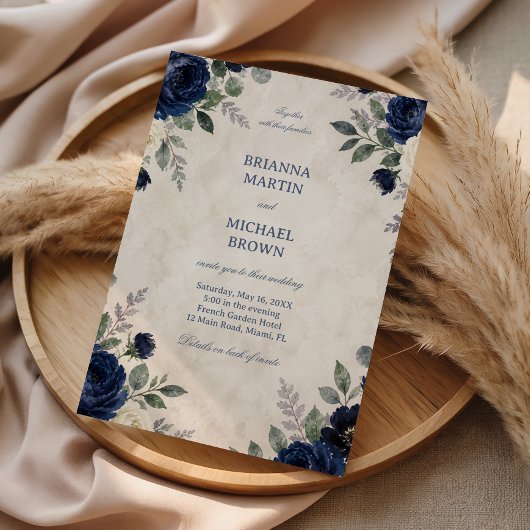 Marine Blumen Eleganz Einladung