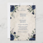 Marine Blumen Eleganz Einladung (Vorderseite)