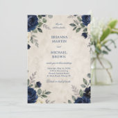 Marine Blumen Eleganz Einladung (Stehend Vorderseite)