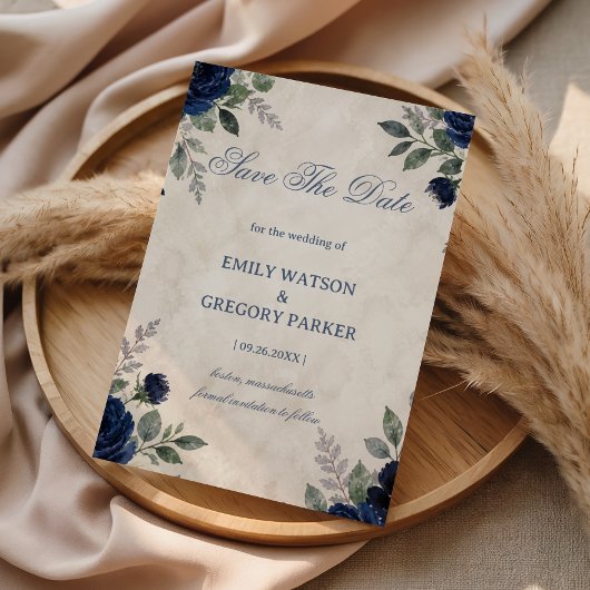 Marine Blumen Eleganz Save The Date
