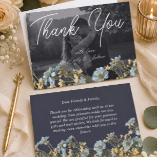 Marine Blumen Foto Hochzeit Danke Karte