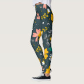 Marine Blumen-Garten Whimsical Frühlingsmuster Leggings (Links)