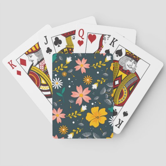 Marine Blumen-Garten Whimsical Frühlingsmuster Spielkarten (Rückseite)