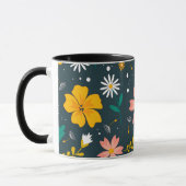 Marine Blumen-Garten Whimsical Frühlingsmuster Tasse (Links)