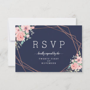 Marine Blumen Geometrisch Kupfer Mahlzeit Auswahl RSVP Karte