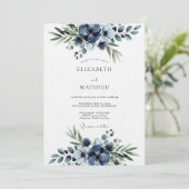 Marine Blumen Hochzeit Einladung (Stehend Vorderseite)