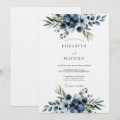 Marine Blumen Hochzeit Einladung (Vorne/Hinten)