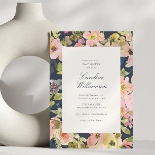 Marine Blumen Moderne Babyparty Garten Elegant  Einladung