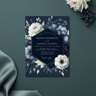 Marine Blumen-Romanze-Hochzeit Einladung