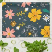 Marine-Blumengarten Whimsicaler Frühlingsmuster Geschirrtuch (Gefaltet)