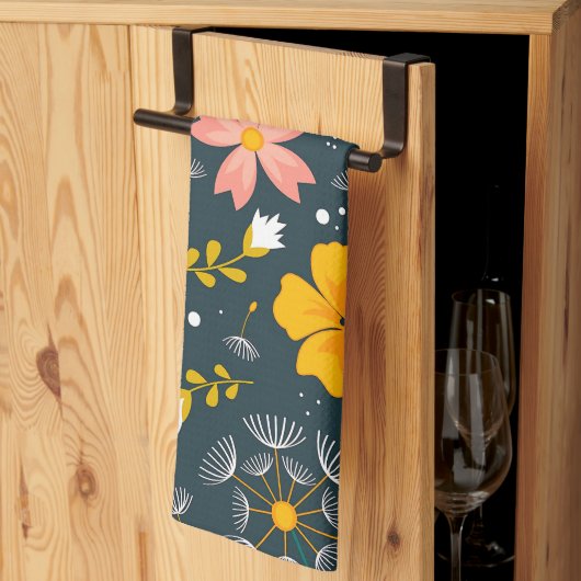 Marine-Blumengarten Whimsicaler Frühlingsmuster Geschirrtuch (Drittel gefaltet)