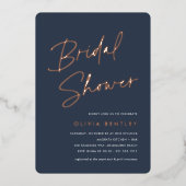 Marine | Boho Minimalistisch Script Brautparty Folieneinladung (Vorderseite)