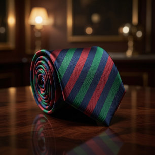 Marine Burgunder Grün Klassischer Regimentsstreife Krawatte