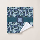 Marine Camouflage Badhandtuch Set (Waschlappen)