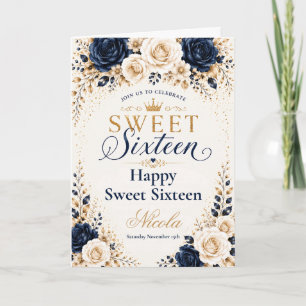 Marine Champagner Sweet Sixteen Karte