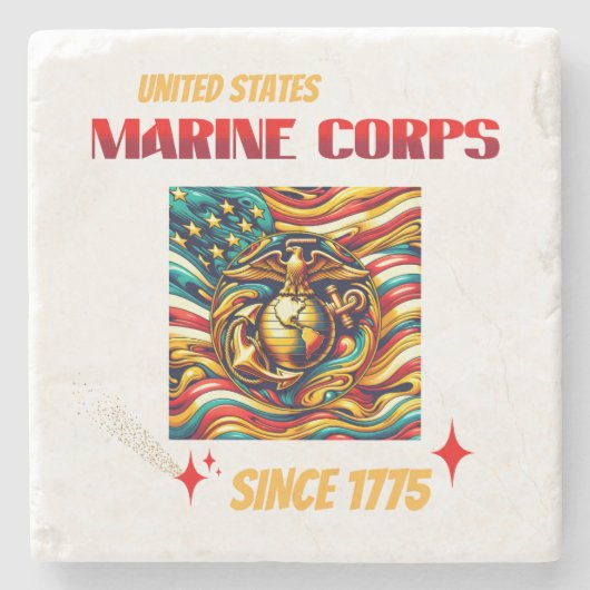 Marine Corps Seit 1775 Stone Untersetzer (Vorderseite)
