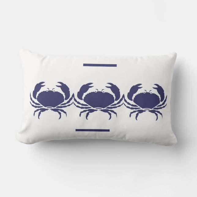 Marine CRABS weißes PILLOW Küstenleben Lendenkissen (Vorderseite)