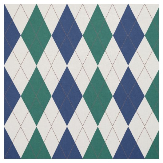Marine-, Creme-und Waldgrün-Rauten-Muster Stoff (Muster)