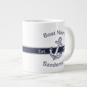 Marine Custom Nautic Anchor Navy Blue Jumbo-Tasse (Vorderseite Rechts)