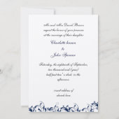 Marine Damask Hochzeit Einladung (Rückseite)