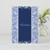 Marine Damask Hochzeit Einladung (Stehend Vorderseite)
