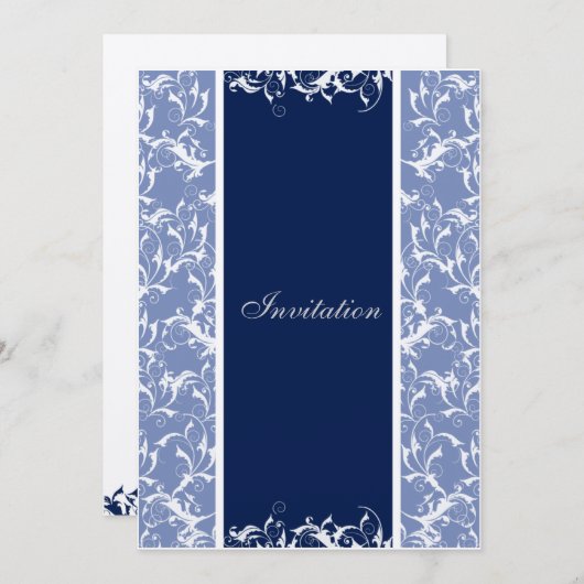 Marine Damask Hochzeit Einladung (Vorne/Hinten)