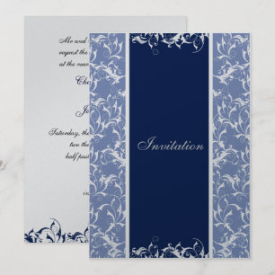 Marine Damask Hochzeit Einladung