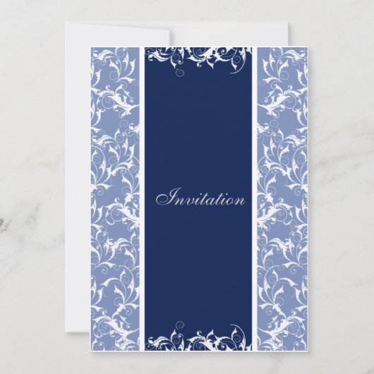 Marine Damask Hochzeit Einladung (Vorderseite)