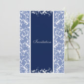 Marine Damask Hochzeit Einladung (Stehend Vorderseite)