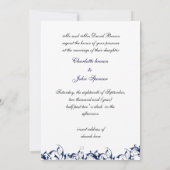 Marine Damask Hochzeit Einladung (Rückseite)