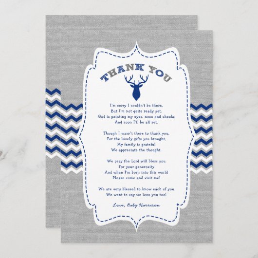 Marine-Dollar-Babyparty danken Ihnen zu merken + Einladung (Vorne/Hinten)